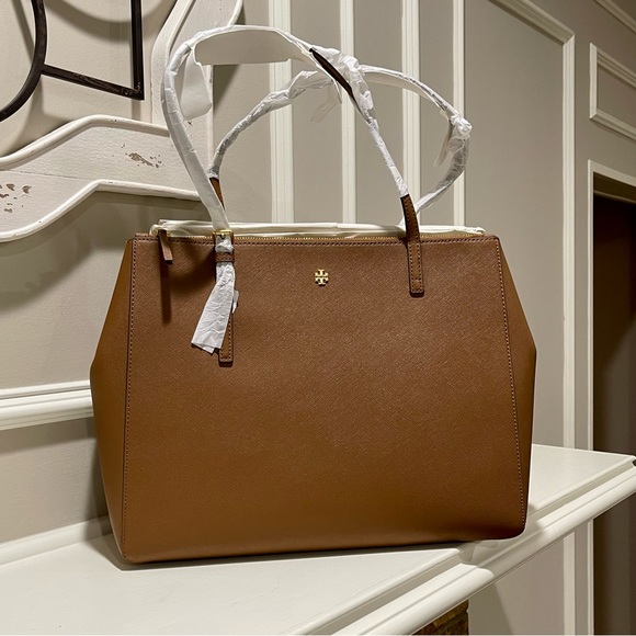 Tory Burch Handbags - NWT- Tory Burch Emerson Large Double Zip Tote In Moose Brown